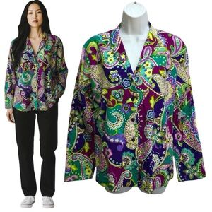 Vera Bradley Colorful Paisley Lightweight Button Up Cotton Shirt - Women’s Small